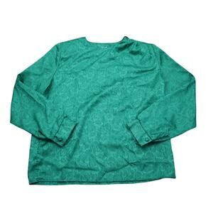 Charlotte Van Horne Shirt Womens 8 Green Long Sleeve Crew Neck Pullover Blouse